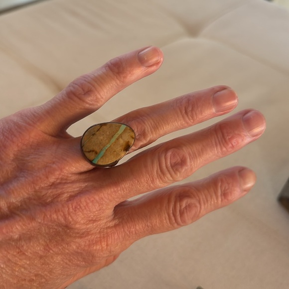 Vintage Navajo Royston Boulder Ribbon Turquoise Sterling Silver by Mike Smith - Picture 16 of 16